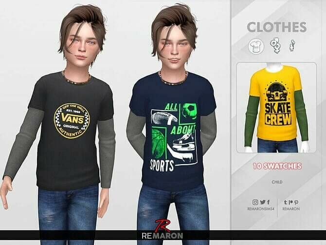 Graphic 2 Shirt For Kids 01 By Remaron 1 Graphic 2 Shirt For Kids 01 By Remaron Sims 4 CC