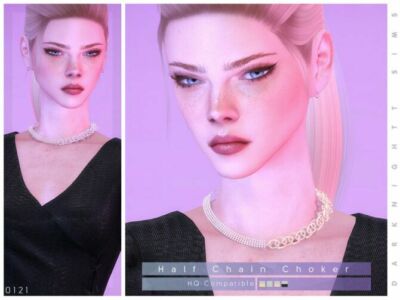 Half Chain Choker By Darknightt Sims 4 CC