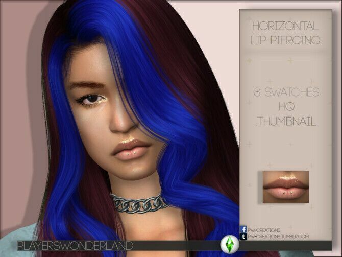 Horizontal LIP Piercing By Playerswonderland 1 Horizontal LIP Piercing By Playerswonderland Sims 4 CC