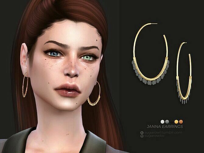 Janna Earrings By Sugar OWL 1 Janna Earrings By Sugar OWL Sims 4 CC