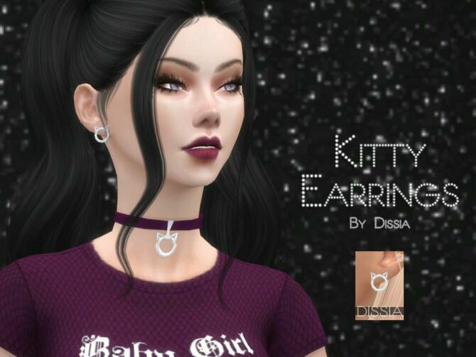 Kitty Earrings By Dissia 1 Kitty Earrings By Dissia Sims 4 CC