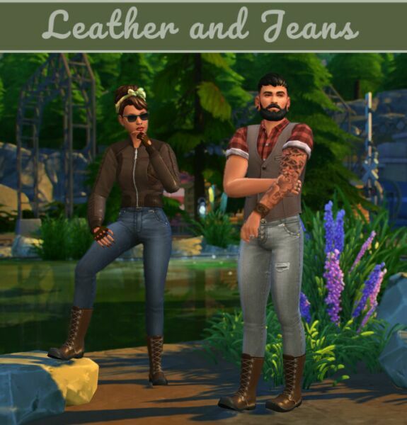 Leather And Jeans Mini Clothing Collection At Frenchie Sim 1 Leather And Jeans Mini Clothing Collection At Frenchie Sim Sims 4 CC