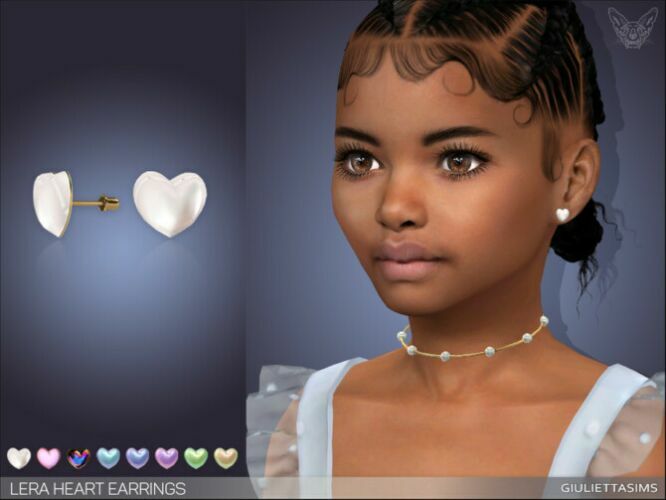 Lera Heart Earrings For Kids By Feyona 1 Lera Heart Earrings For Kids By Feyona Sims 4 CC