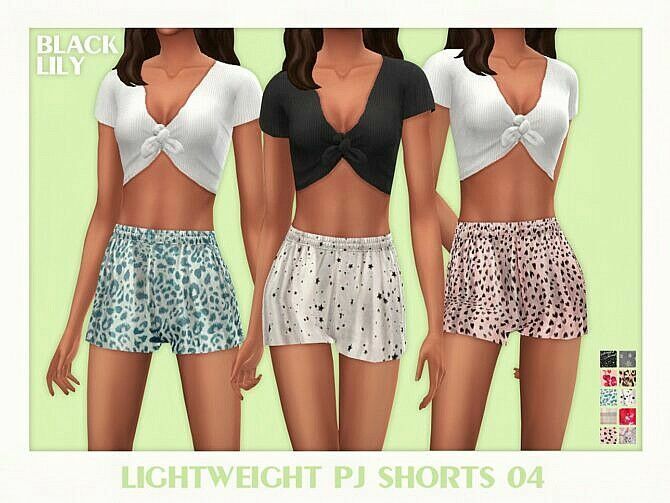 Lightweight PJ Shorts 04 By Black Lily 1 Lightweight PJ Shorts 04 By Black Lily Sims 4 CC