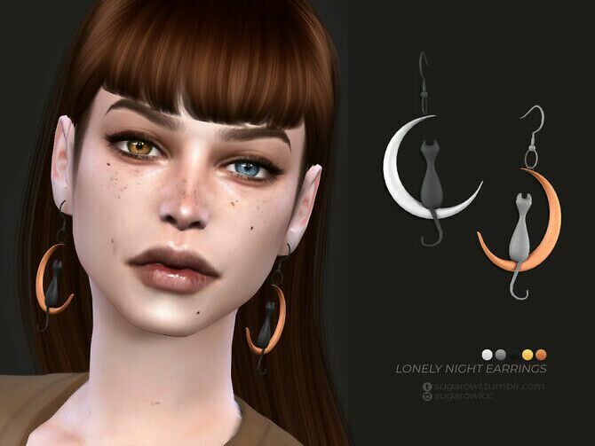Lonely Night Earrings By Sugar OWL 1 Lonely Night Earrings By Sugar OWL Sims 4 CC