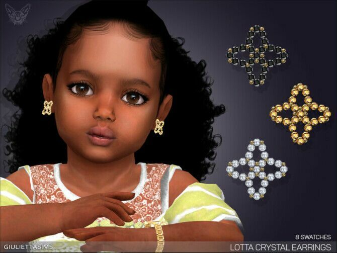 Lotta Crystal Earrings For Toddlers By Feyona 1 Lotta Crystal Earrings For Toddlers By Feyona Sims 4 CC