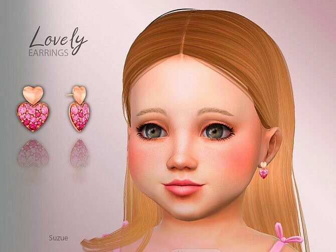 Lovely Hearts Toddler Earrings By Suzue 1 Lovely Hearts Toddler Earrings By Suzue Sims 4 CC