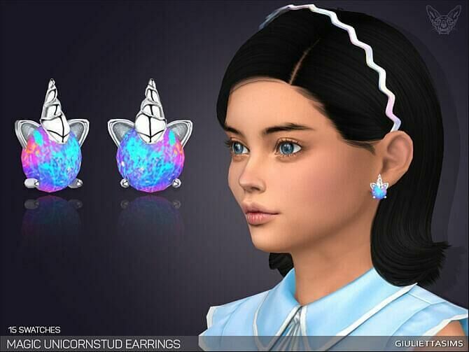 Magic Unicorn Stud Earrings For Kids By Feyona 1 Magic Unicorn Stud Earrings For Kids By Feyona Sims 4 CC