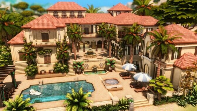 Mediterranean Mansion By Plumbobkingdom 1 Mediterranean Mansion By Plumbobkingdom Sims 4 CC