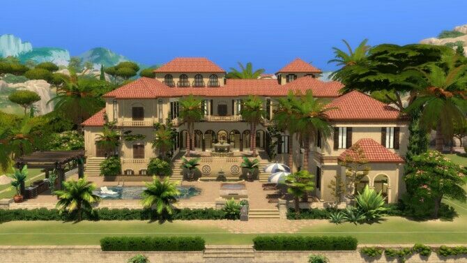 Mediterranean Mansion By Plumbobkingdom 2 sims 4 cc mediterranean mansion by plumbobkingdom 2