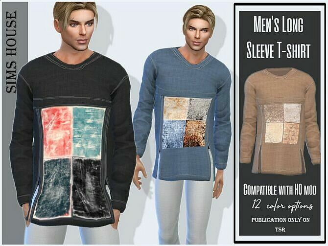 Men’s Long Sleeve T-Shirt By Sims House 1 Men’s Long Sleeve T-Shirt By Sims House Sims 4 CC