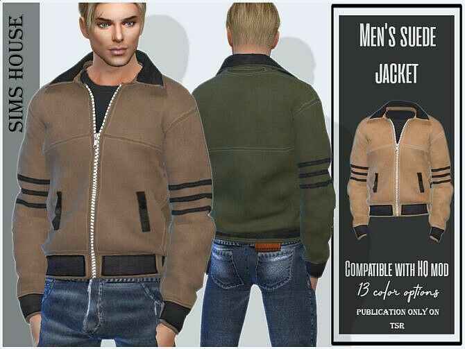 Men’s Suede Jacket By Sims House 1 Men’s Suede Jacket By Sims House Sims 4 CC