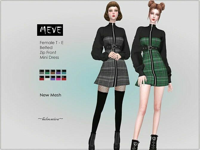 Meve Belted Dress By Helsoseira 1 Meve Belted Dress By Helsoseira Sims 4 CC