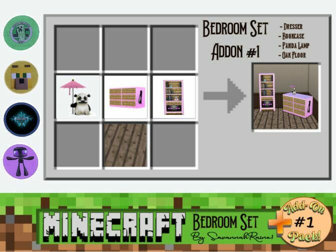 Minecraft Bedroom Set Add-On Pack #1 By Savannahraine 1 Minecraft Bedroom Set Add-On Pack #1 By Savannahraine Sims 4 CC