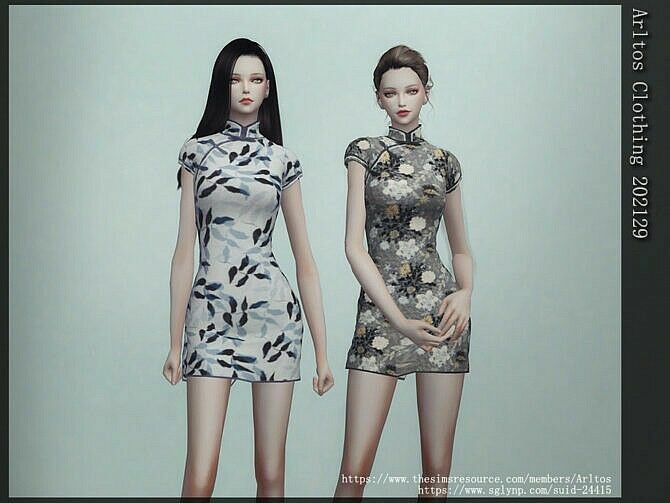 Mini Qipao Dress By Arltos 1 Mini Qipao Dress By Arltos Sims 4 CC