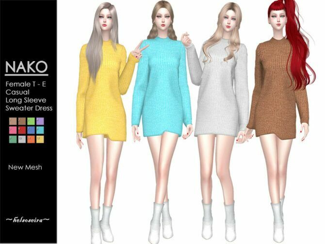 Nako Casual Sweater Dress By Helsoseira 1 Nako Casual Sweater Dress By Helsoseira Sims 4 CC
