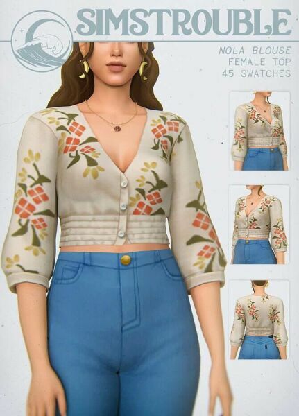 Nola Blouse At Simstrouble 1 Nola Blouse At Simstrouble Sims 4 CC