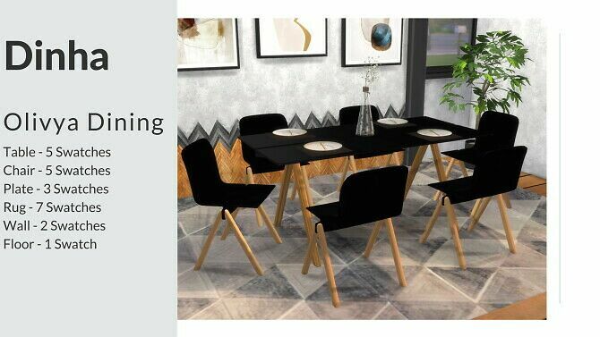 Olivya Dining SET At Dinha Gamer 1 Olivya Dining SET At Dinha Gamer Sims 4 CC
