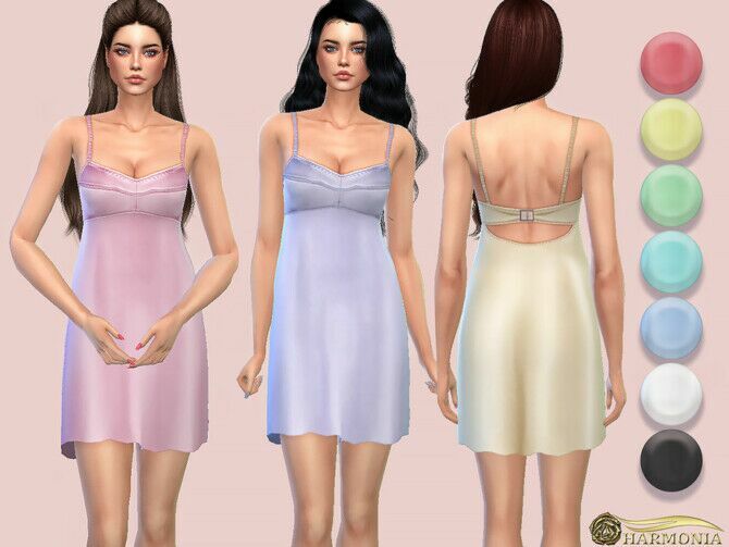Open-Back Silhouette Dress With Bra-Like Top By Harmonia 1 Open-Back Silhouette Dress With Bra-Like Top By Harmonia Sims 4 CC