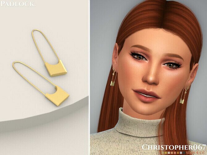 Padlock Earrings By Christopher067 1 Padlock Earrings By Christopher067 Sims 4 CC
