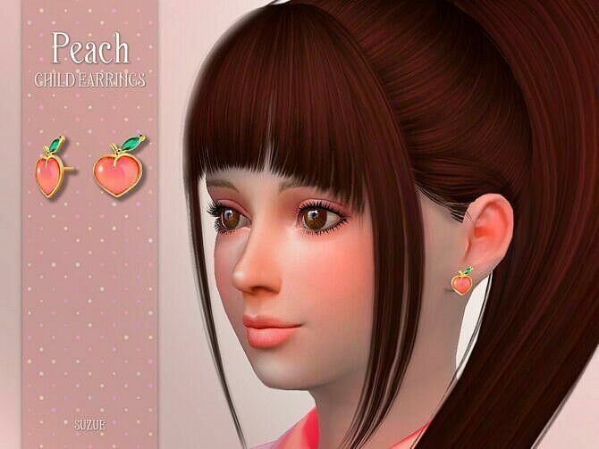 Peach Child Earrings By Suzue 1 Peach Child Earrings By Suzue Sims 4 CC