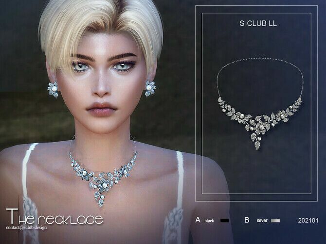 Pearl Necklace 202101 By S-Club LL 1 Pearl Necklace 202101 By S-Club LL Sims 4 CC