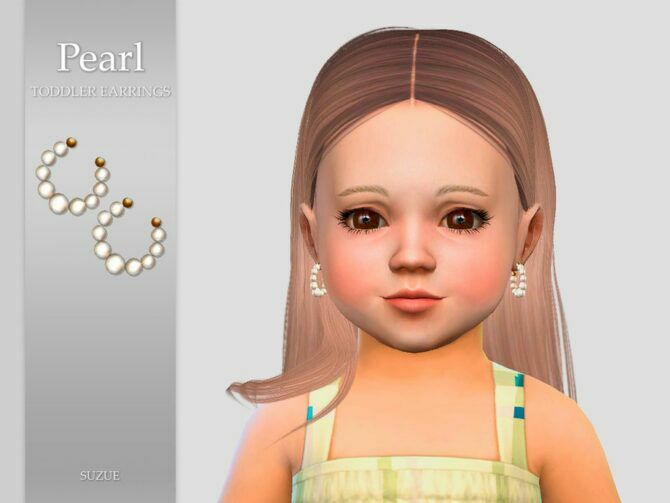 Pearl Toddler Earrings By Suzue 1 Pearl Toddler Earrings By Suzue Sims 4 CC