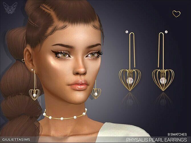 Physalis Pearl Earrings With Piercing By Feyona 1 Physalis Pearl Earrings With Piercing By Feyona Sims 4 CC