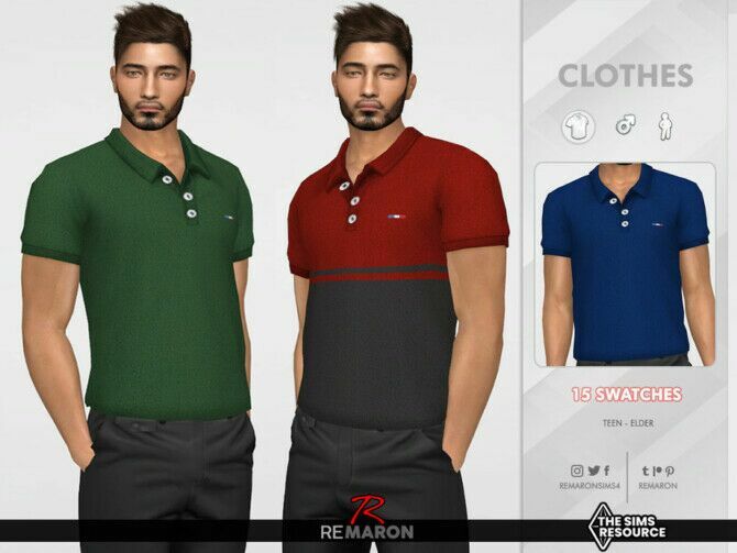 Polo Shirt 01 For Male Sim By Remaron 1 Polo Shirt 01 For Male Sim By Remaron Sims 4 CC