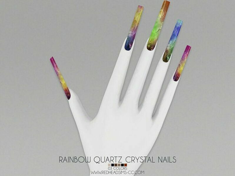 Rainbow Quartz Crystal Nails At Redheadsims 1 Rainbow Quartz Crystal Nails At Redheadsims Sims 4 CC