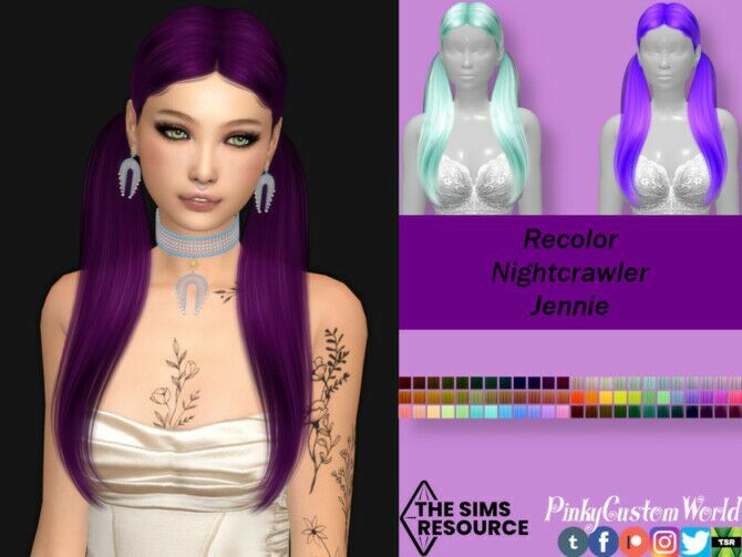 Recolor Of Nightcrawler’s Jennie Hair By Pinkycustomworld 1 Recolor Of Nightcrawler’s Jennie Hair By Pinkycustomworld Sims 4 CC