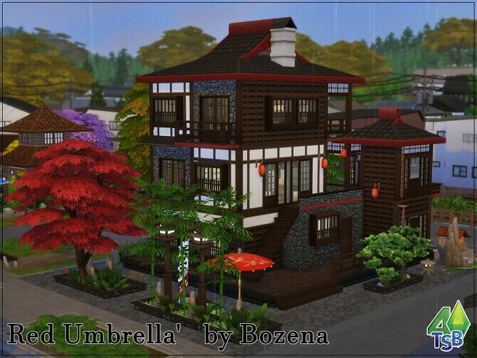 Red Umbrella Home By Bozena 1 Red Umbrella Home By Bozena Sims 4 CC