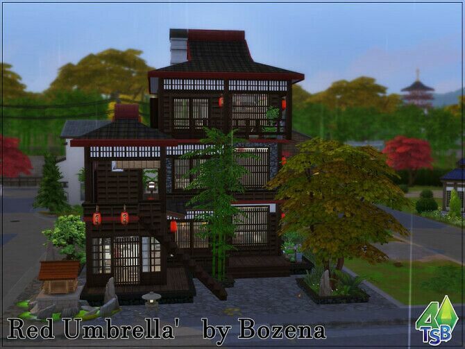 Red Umbrella Home By Bozena 2 sims 4 cc red umbrella home by bozena 2