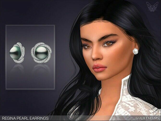 Regina Pearl Earrings By Feyona 1 Regina Pearl Earrings By Feyona Sims 4 CC
