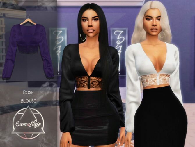 Rose Blouse By Camuflaje 1 Rose Blouse By Camuflaje Sims 4 CC