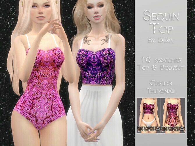 Sequin TOP And Bodysuit By Dissia 1 Sequin TOP And Bodysuit By Dissia Sims 4 CC