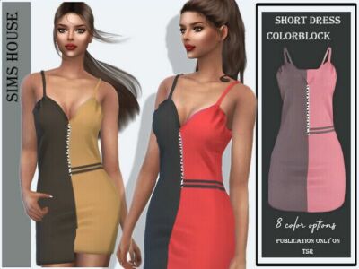 Short Dress Colorblock By Sims House Sims 4 CC