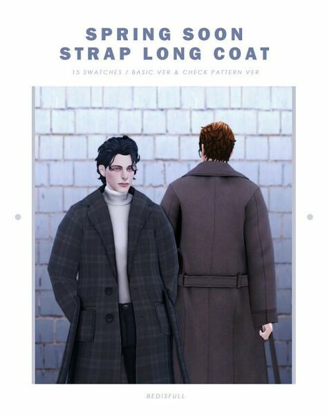 Spring Soon Strap Long Coat M At Bedisfull – Iridescent 1 Spring Soon Strap Long Coat M At Bedisfull – Iridescent Sims 4 CC