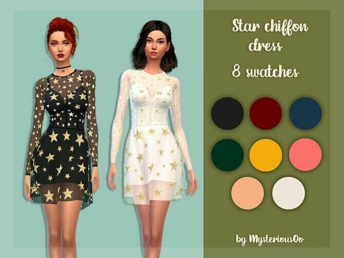 Star Chiffon Dress By Mysteriousoo 1 Star Chiffon Dress By Mysteriousoo Sims 4 CC