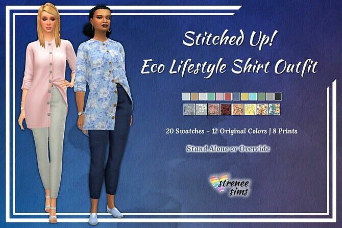 Stitched UP! ECO Lifestyle Shirt Outfit At Strenee Sims 1 Stitched UP! ECO Lifestyle Shirt Outfit At Strenee Sims Sims 4 CC