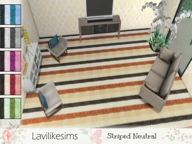Striped Neutral Carpet By Lavilikesims 1 Striped Neutral Carpet By Lavilikesims Sims 4 CC