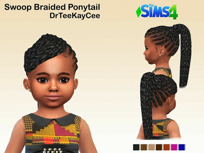 Swoop Braided Ponytail By Drteekaycee 1 Swoop Braided Ponytail By Drteekaycee Sims 4 CC