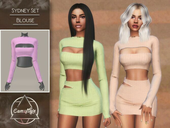 Sydney SET (Blouse) By Camuflaje 1 Sydney SET (Blouse) By Camuflaje Sims 4 CC