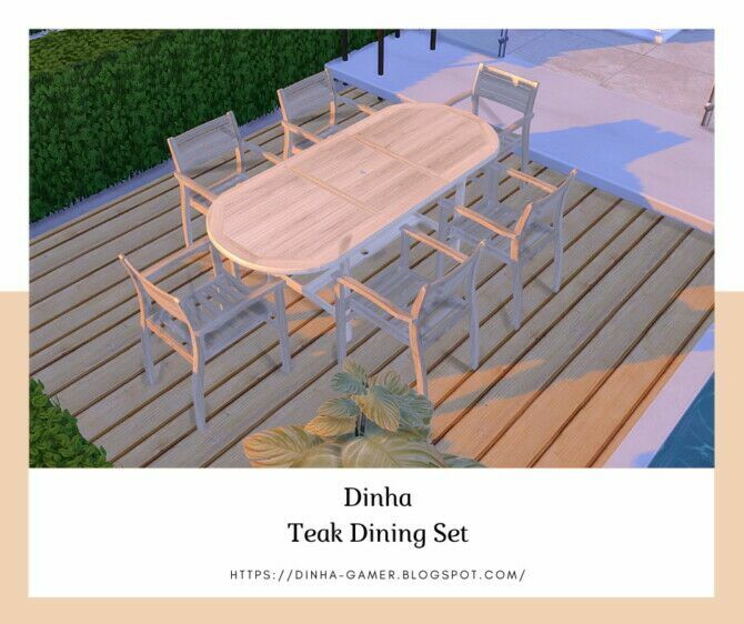 Teak Dining SET Table & Chair (Garden) At Dinha Gamer 3 sims 4 cc teak dining set table chair garden at dinha gamer 3