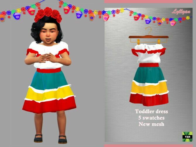 Toddler Dress Cinco De Mayo By Lyllyan 1 Toddler Dress Cinco De Mayo By Lyllyan Sims 4 CC