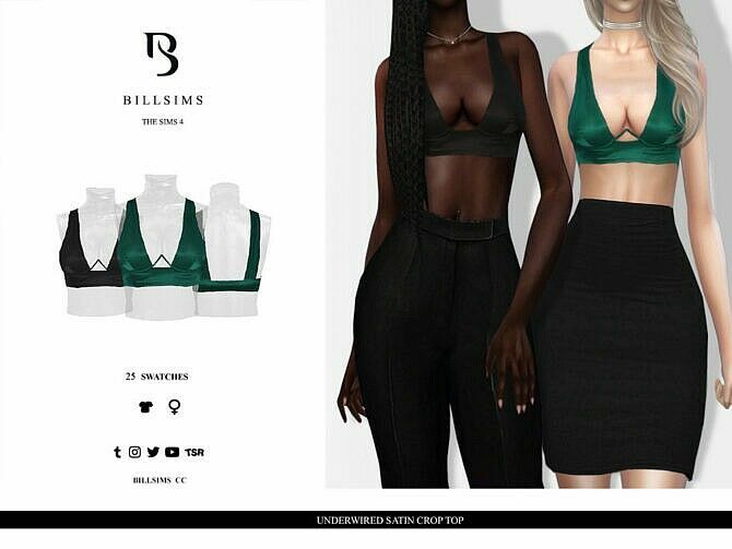 Underwired Satin Crop TOP By Bill Sims 1 Underwired Satin Crop TOP By Bill Sims Sims 4 CC