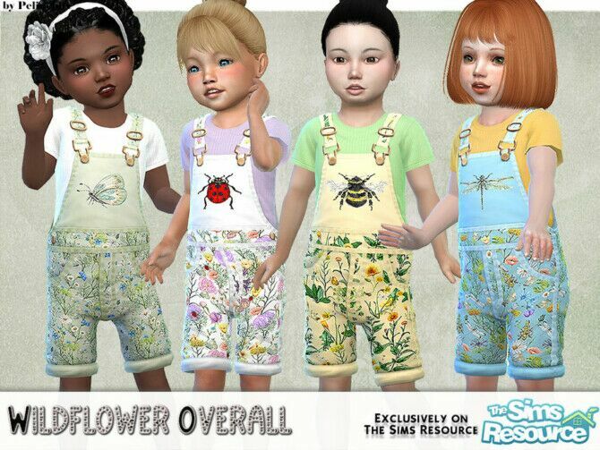 Wildflower Short Overall By Pelineldis 1 Wildflower Short Overall By Pelineldis Sims 4 CC