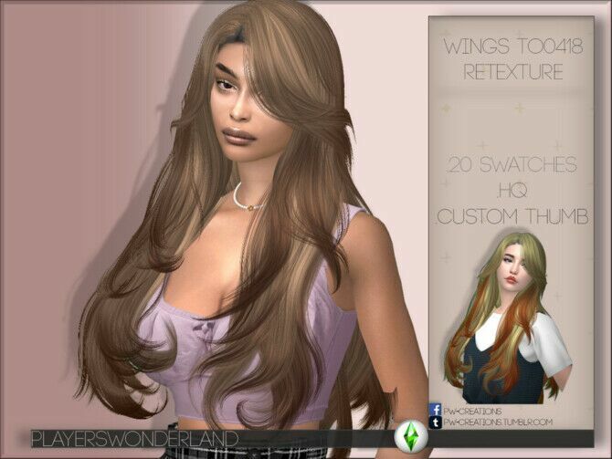 Wings TO0418 Hair Retexture By Playerswonderland 1 Wings TO0418 Hair Retexture By Playerswonderland Sims 4 CC
