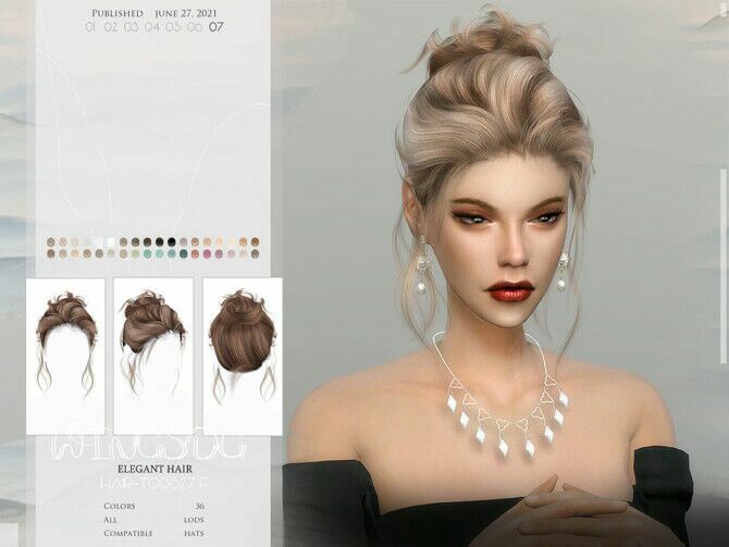 Wings-To0628 Elegant Hair By Wingssims 1 Wings-To0628 Elegant Hair By Wingssims Sims 4 CC