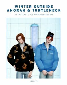 Winter Outside Anorak & Turtleneck M At Bedisfull – Iridescent Sims 4 CC